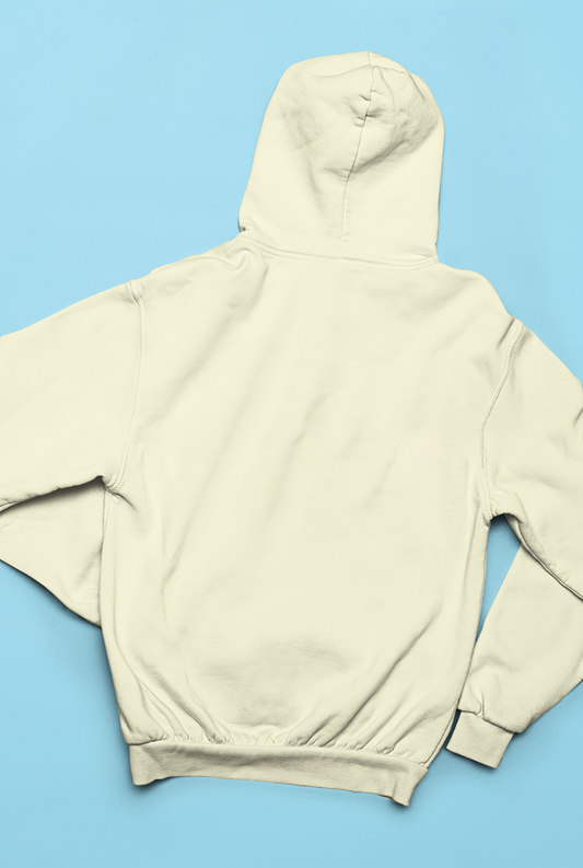 Krem Rengi Basic Regular Fit Hoodie – Unisex, Premium 3 İplik Şardonlu Kapüşonlu Sweatshirt