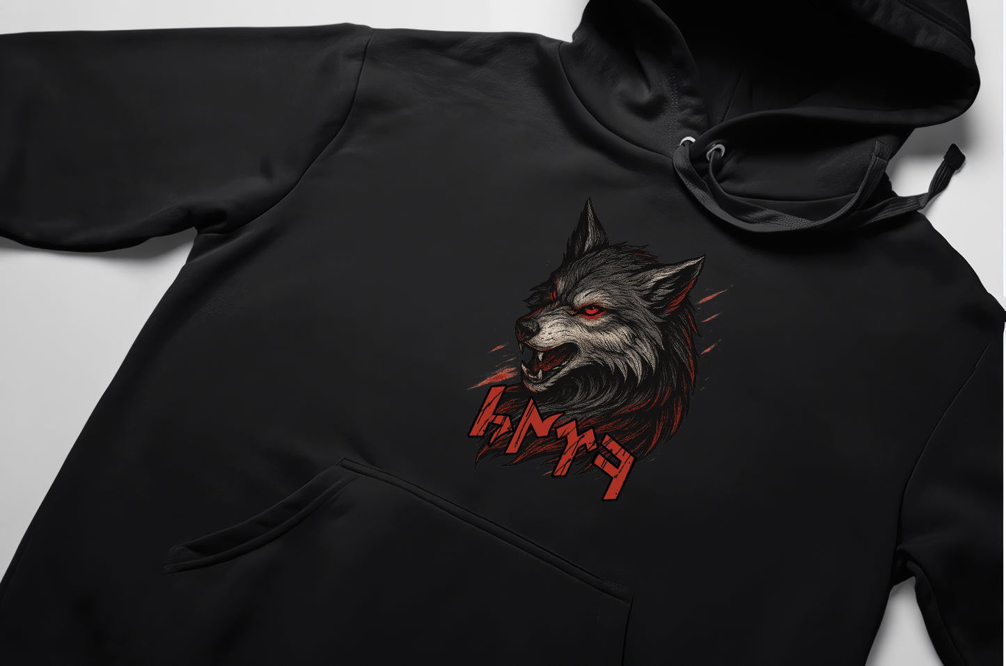 Kurt Hoodie – Türk Koleksiyonu, Göktürkçe Yazılı Ön Baskılı, Unisex Oversize Kapüşonlu Sweatshirt, 3 İplik Şardonlu