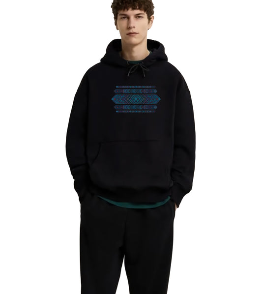 Unisex Oversize Desenli 3 iplik kalın kışlık sweatshirt hoodie