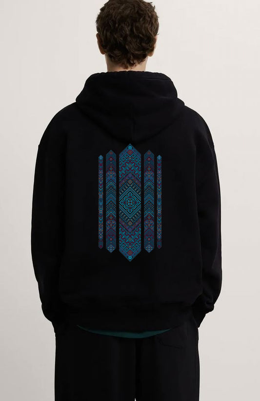 Unisex Oversize Desenli 3 iplik kalın kışlık sweatshirt hoodie