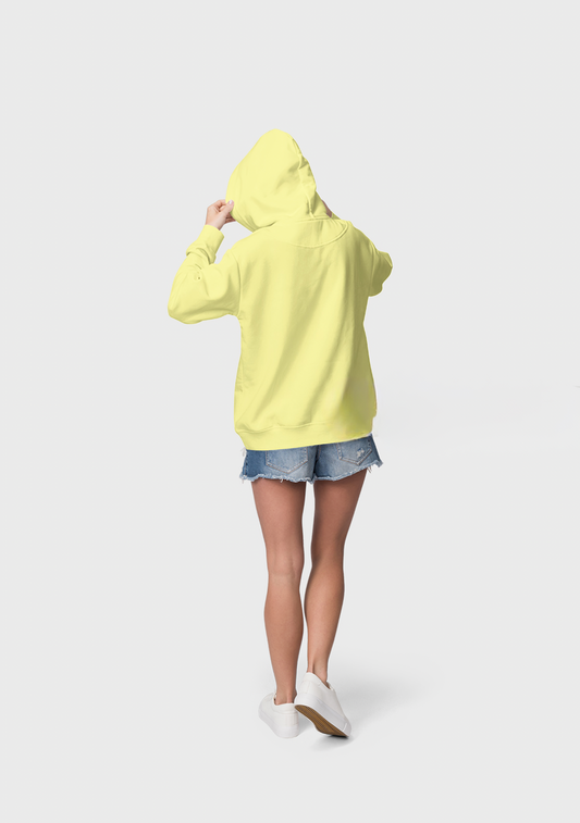 Sarı Basic Regular Fit Hoodie – Unisex, Premium 3 İplik Şardonlu Kapüşonlu Sweatshirt