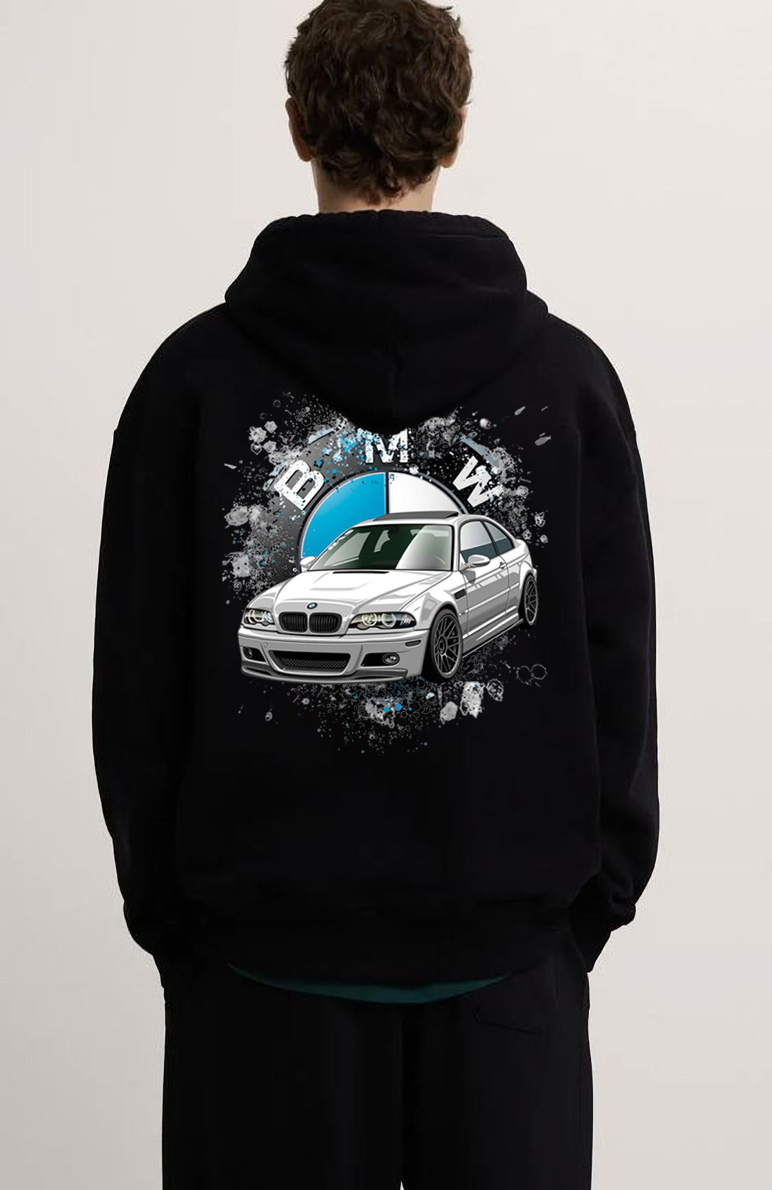 BMW E46 Ön ve Sırt Baskılı 3 iplik kalın kışlık Özel Tasarım Unisex Oversize Sweatshirt Hoodie