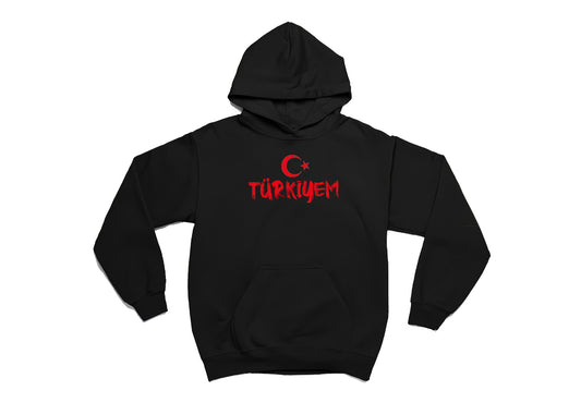 Türkiye 'm Baskılı 3 İplik Şardonlu Kalın Kışlık Sweatshirt Hoodie