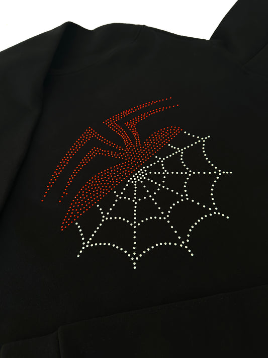 Unisex Spiderman Taş Baskılı Sweatshirt Siyah
