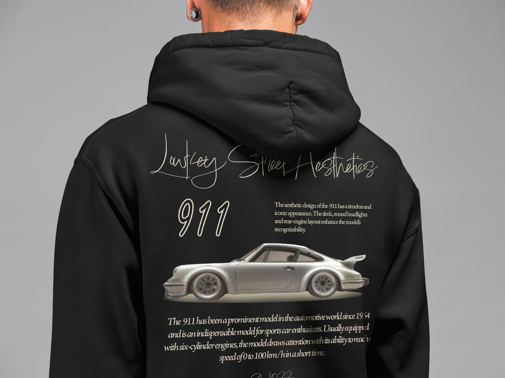 Porsche 911 Street Aesthetics Hoodie –Limited Edition, Unisex Oversize Kapüşonlu Sweatshirt, Kanguru Cepli, 3 İplik Şardonlu