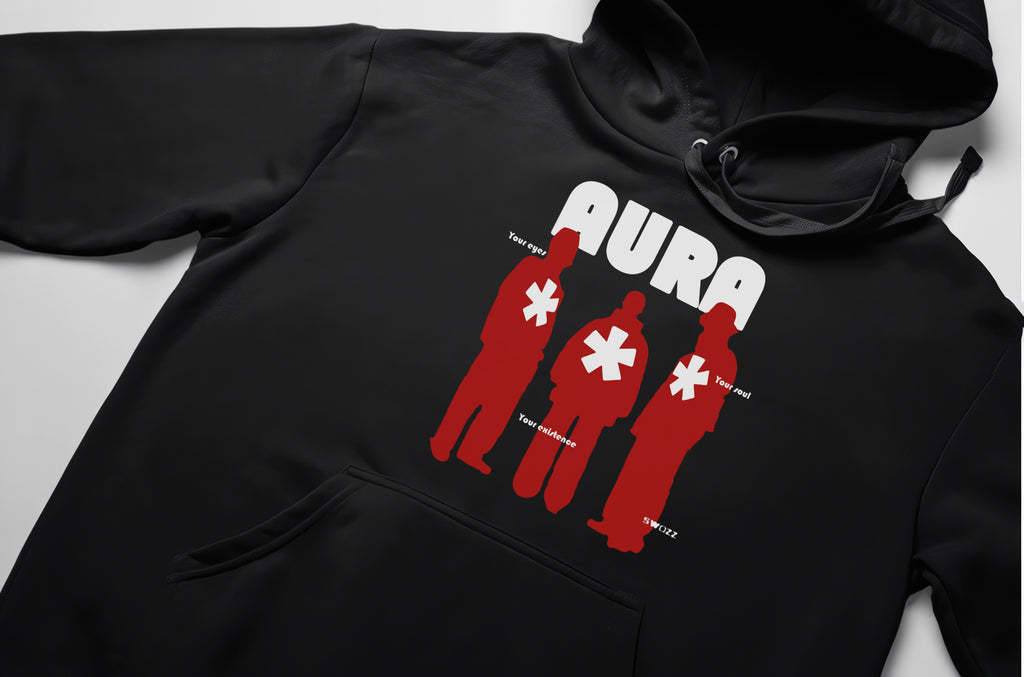 Aura Oversize Siyah Hoodie Kapşonlu Sweatshirt Kalın Kumaş
