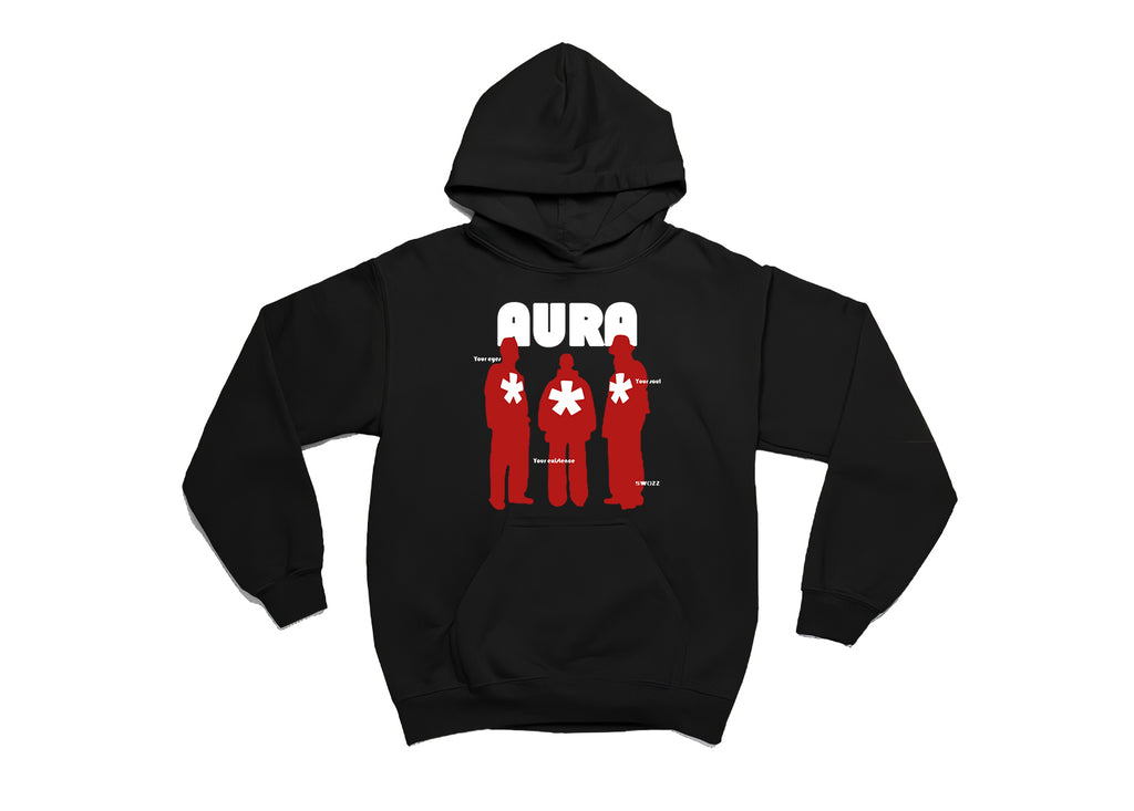 Aura Oversize Siyah Hoodie Kapşonlu Sweatshirt Kalın Kumaş