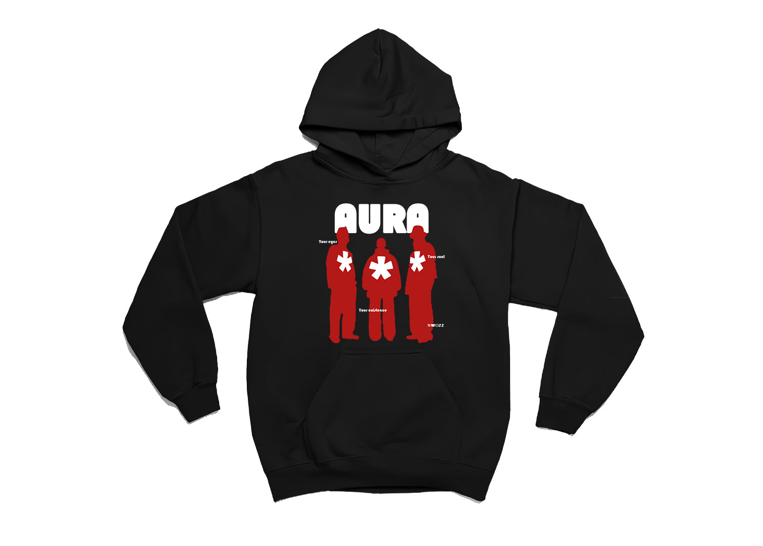 Aura Oversize Siyah Hoodie Kapşonlu Sweatshirt Kalın Kumaş