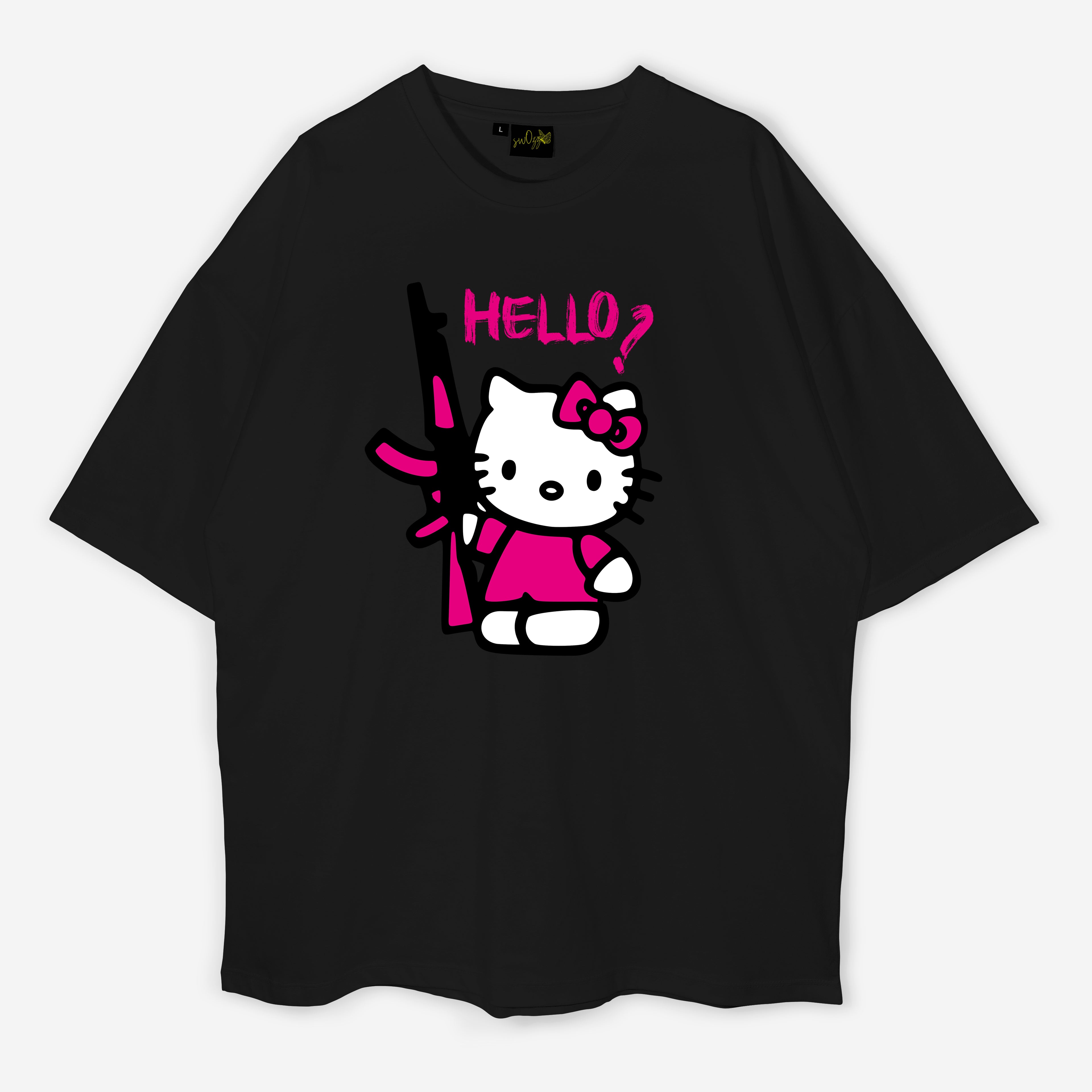 Hello Kitty Esintili Tasarım Regular Unisex Yazılı Tişört | Sokak Stili Baskılı Model