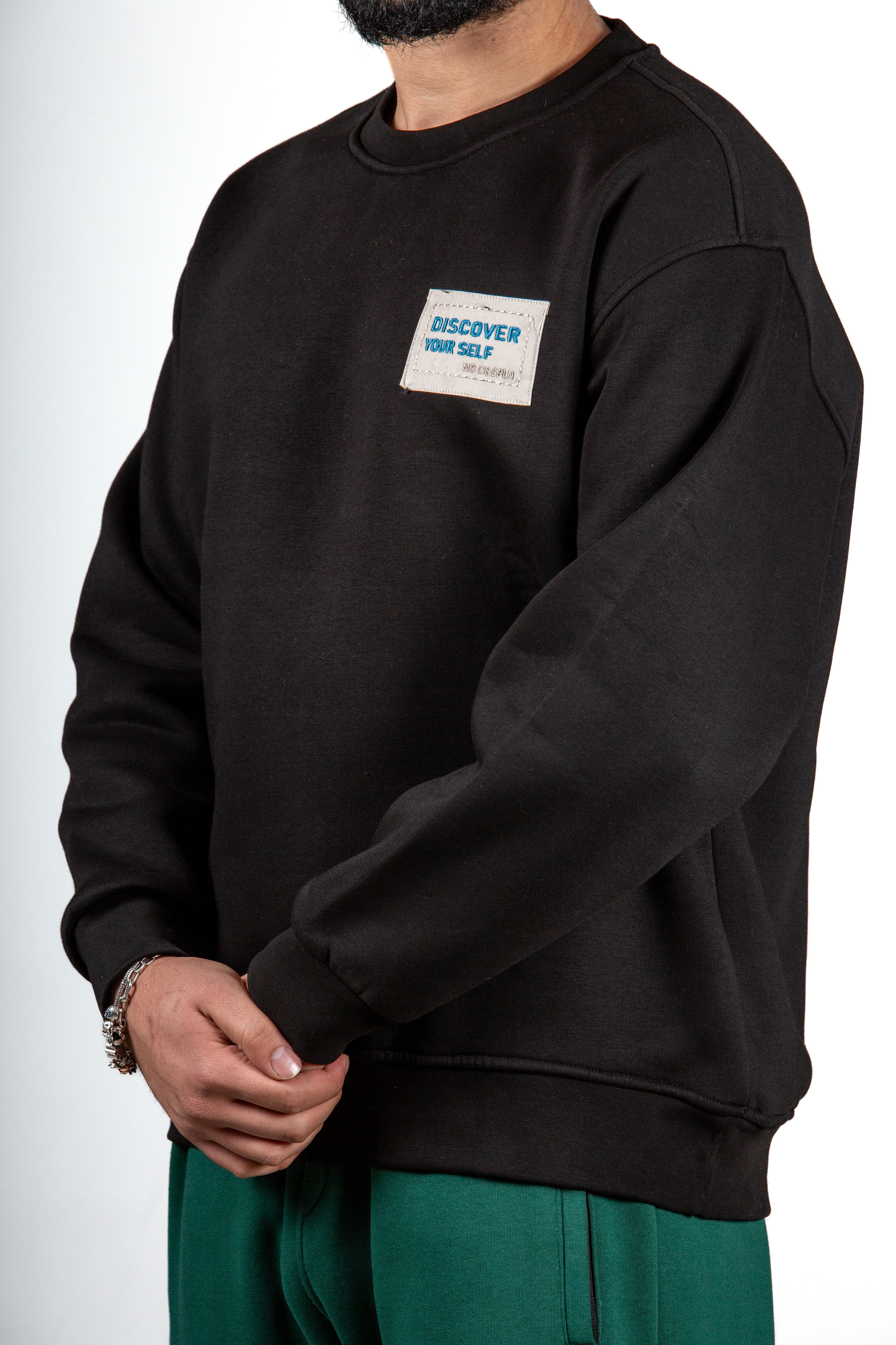 Discover Your Self Nakış Detaylı Unisex Oversize Sweatshirt – Premium 3 İplik Şardonlu Kumaş