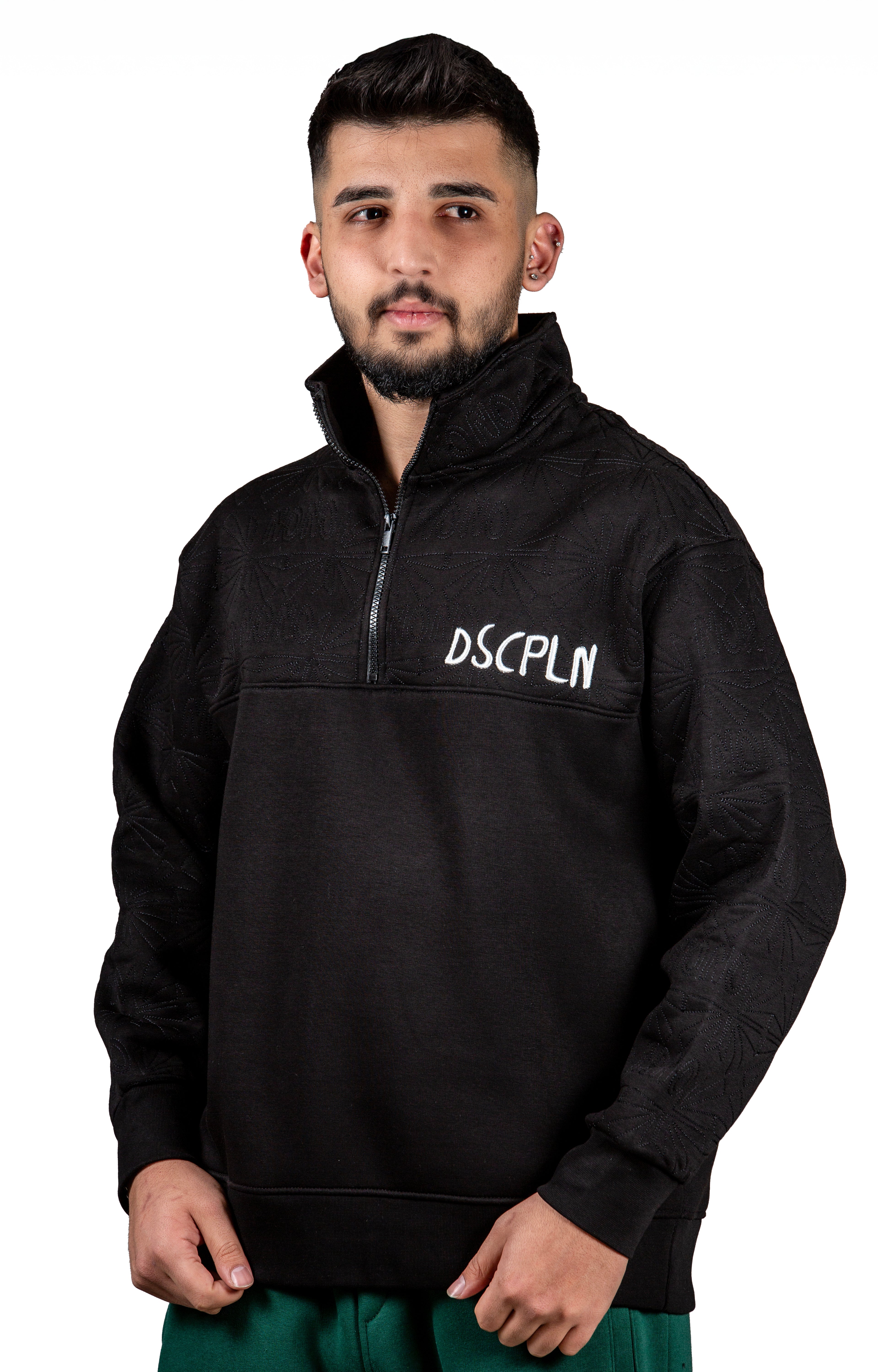 DSCPLN Nakış Detaylı Dik Yaka Unisex Oversize Sweatshirt – Premium 3 İplik Şardonlu Kumaş