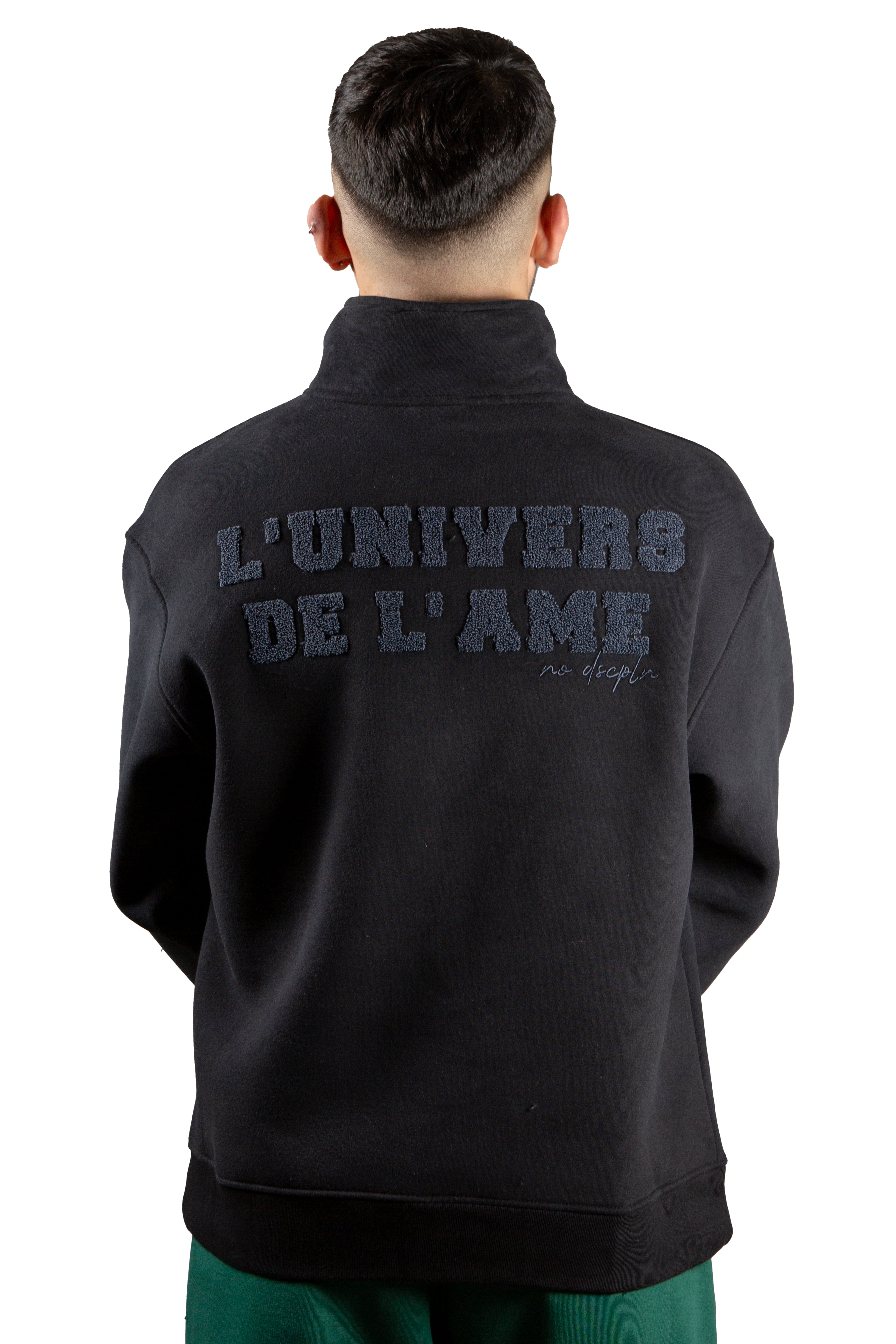L’UNIVERS DE L’ÂME Dik Yaka Nakış Detaylı Unisex Oversize Sweatshirt – Premium 3 İplik Şardonlu Kumaş