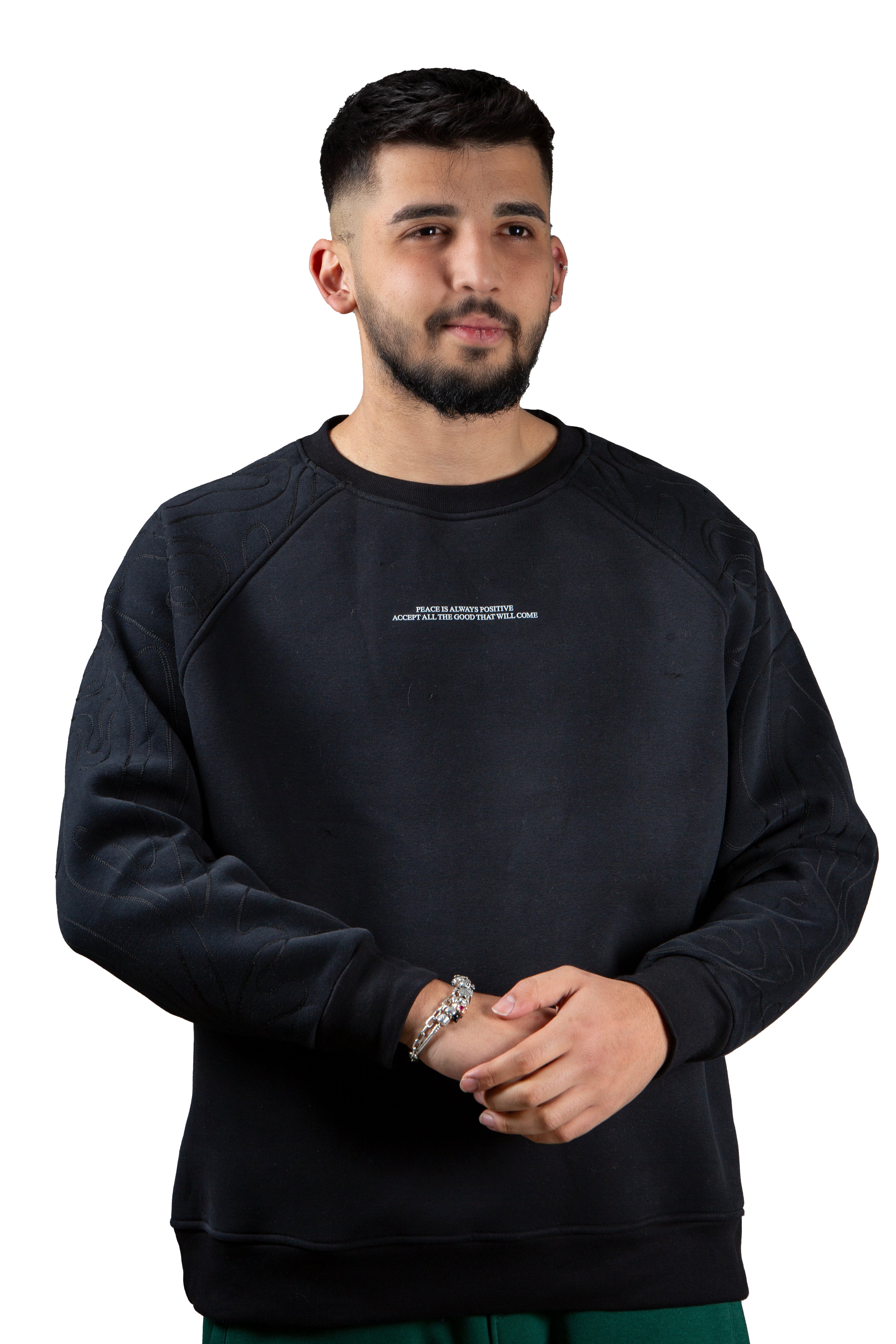 Inner Peace Nakış Detaylı Unisex Oversize Sweatshirt – Premium 3 İplik Şardonlu Kumaş