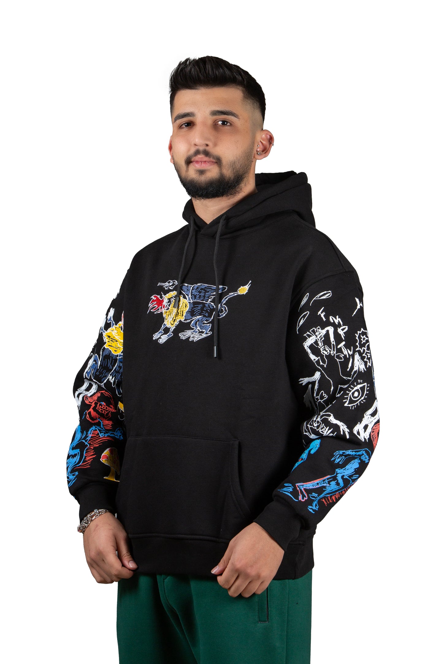 No DSCPNL Mythic Nakış Detaylı Unisex Oversize Hoodie – Premium 3 İplik Şardonlu Kumaş