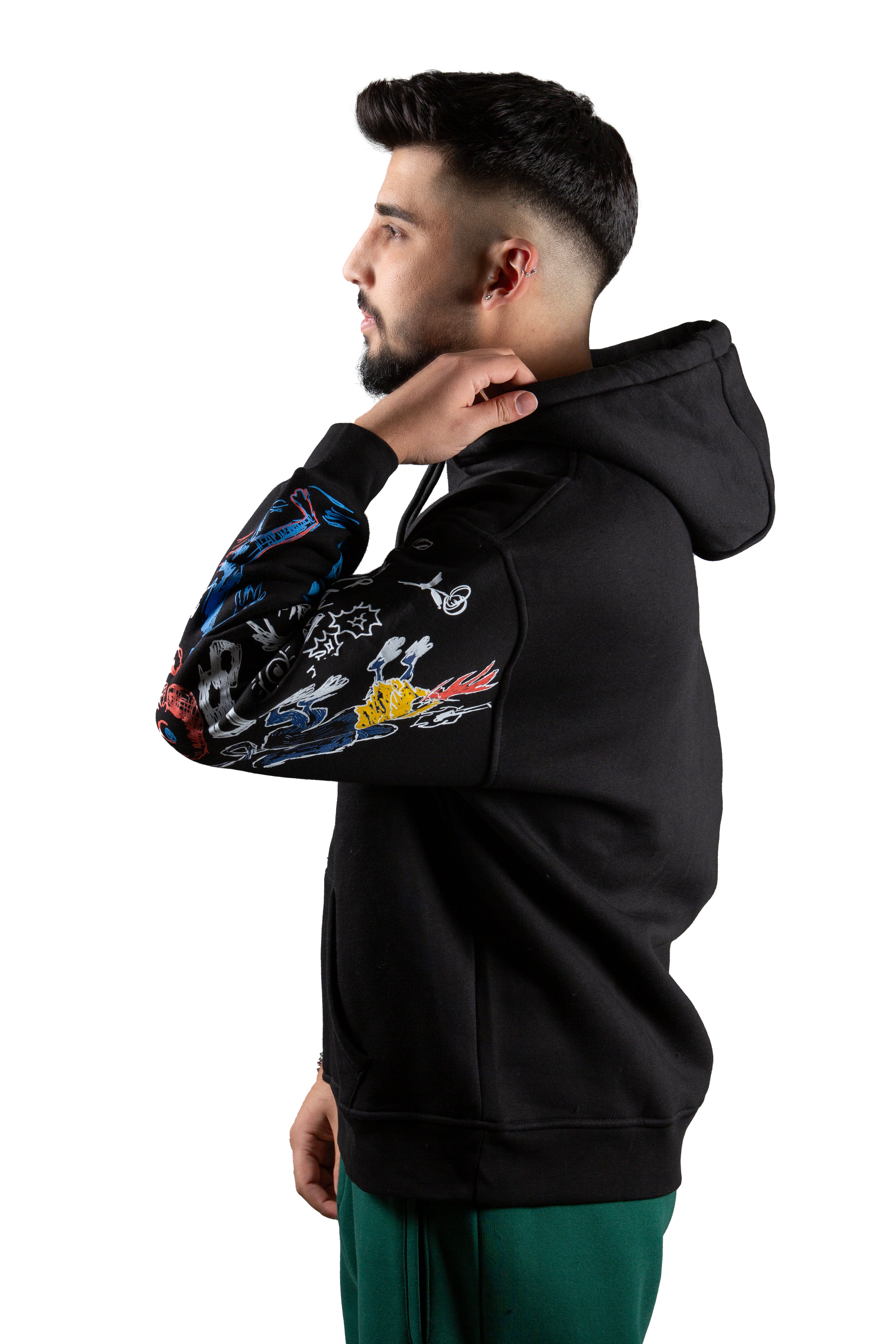 No DSCPNL Mythic Nakış Detaylı Unisex Oversize Hoodie – Premium 3 İplik Şardonlu Kumaş