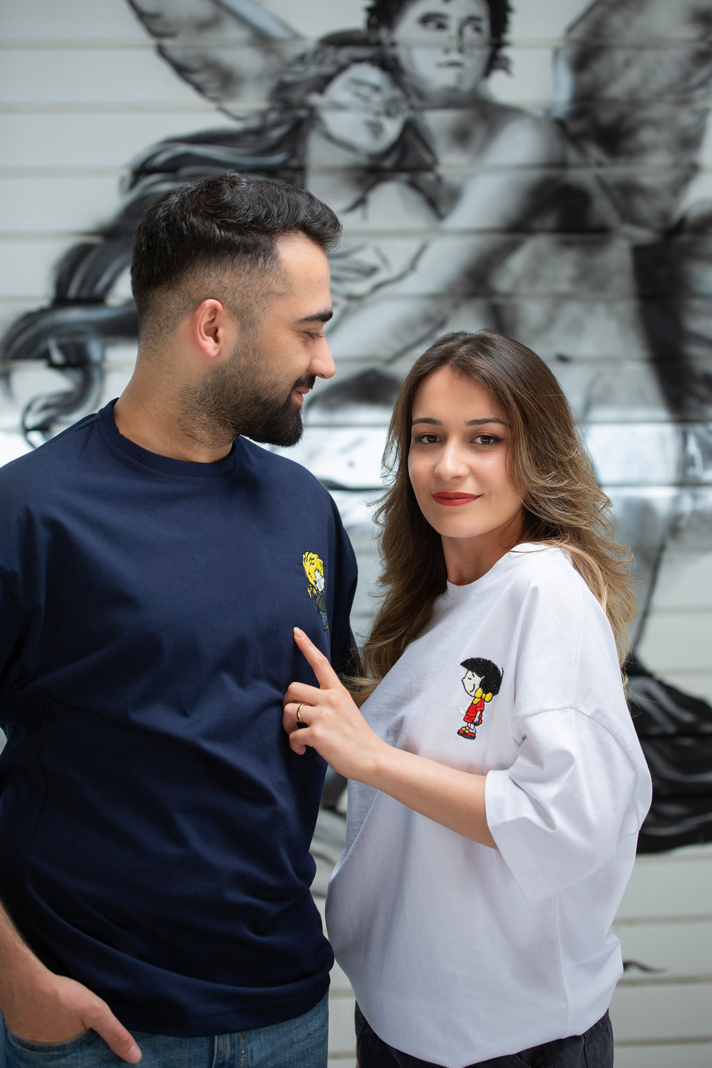 Cedric ve Chen Nakışlı Premium Çift Kombini 2 Adet Tshirt Sevgili Kombini