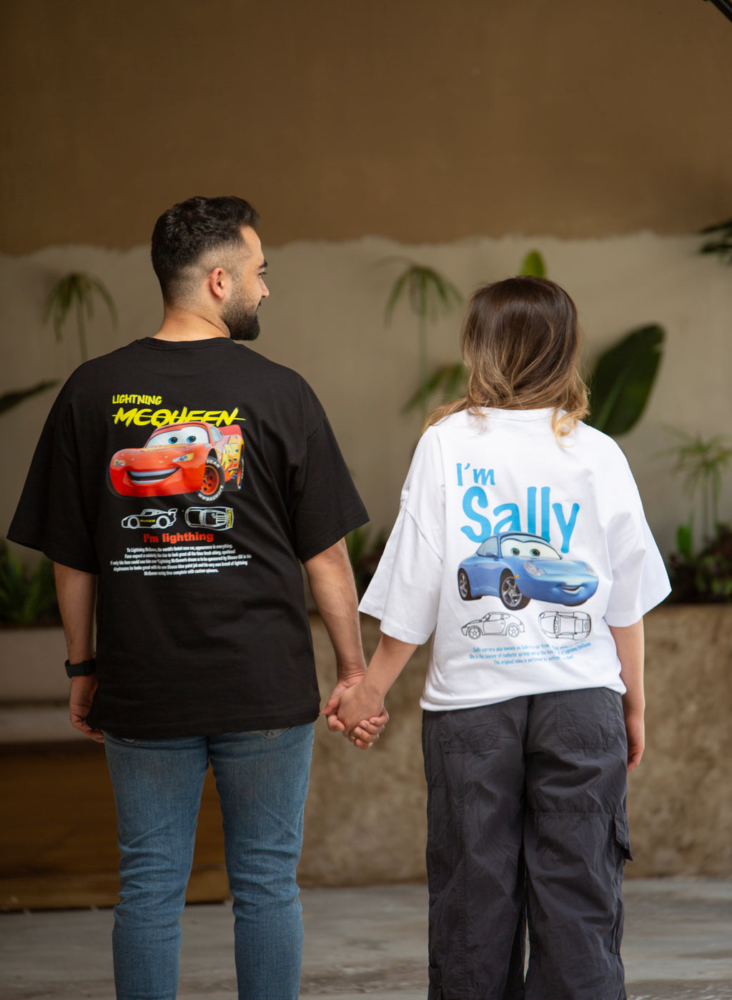 I'm Sally Ve Şimşek McQueen Cars Baskılı Siyah Beyaz 2'li Sevgili Kombini Çift Tshirt 2 Adet