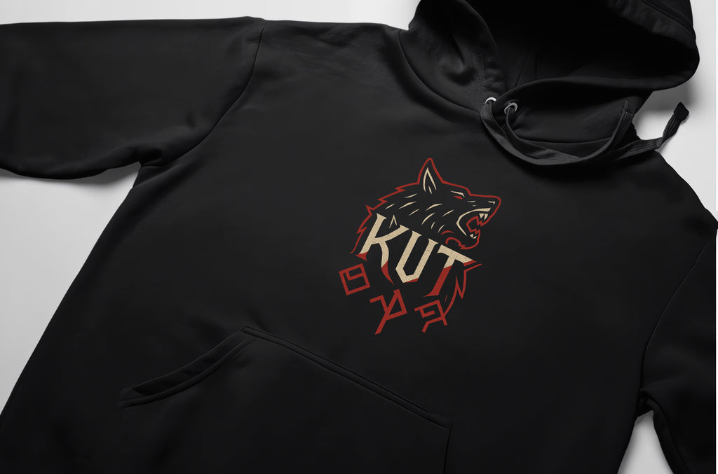 Kut Hoodie – Türk Koleksiyonu, Kurt Figürlü Ön Baskılı, Unisex Oversize Kapüşonlu Sweatshirt, 3 İplik Şardonlu
