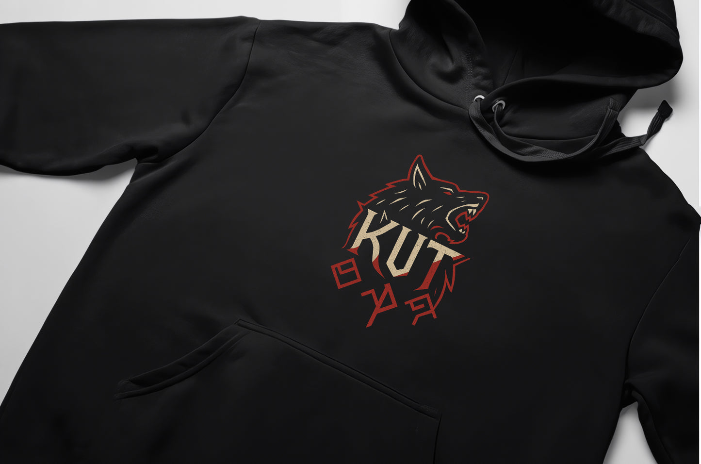 Kut Hoodie – Türk Koleksiyonu, Kurt Figürlü Ön Baskılı, Unisex Oversize Kapüşonlu Sweatshirt, 3 İplik Şardonlu