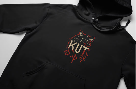 Kut Hoodie – Türk Koleksiyonu, Kurt Figürlü Ön Baskılı, Unisex Oversize Kapüşonlu Sweatshirt, 3 İplik Şardonlu