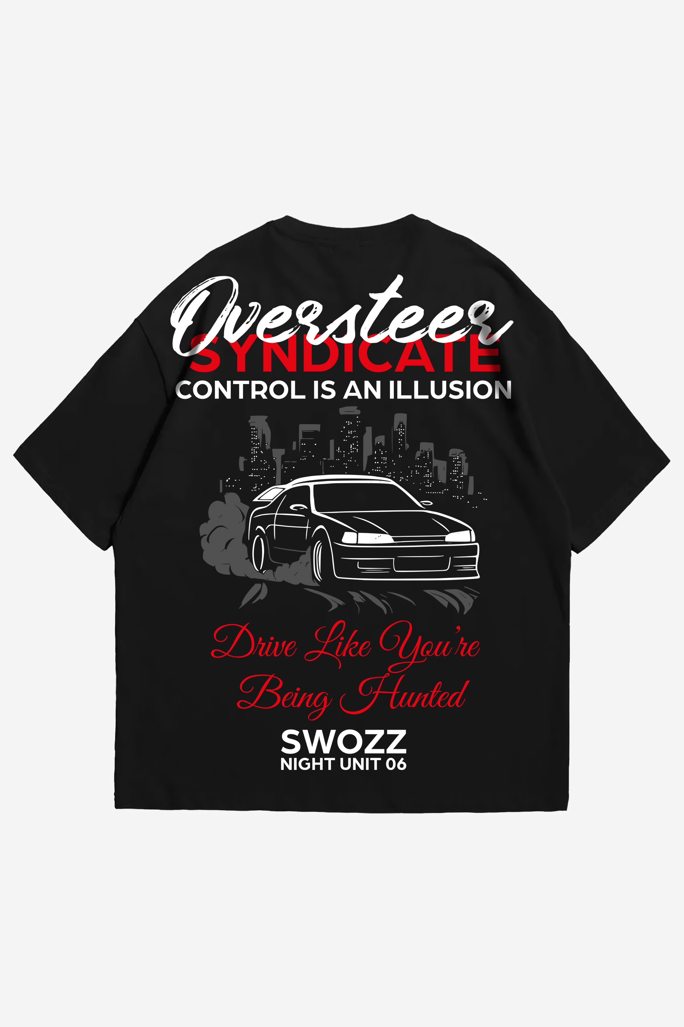 Oversteer Syndicate Tasarımı - Siyah Regular Fit Erkek Tişört –  | Swozz SPEED & SPIRIT Koleksiyonu
