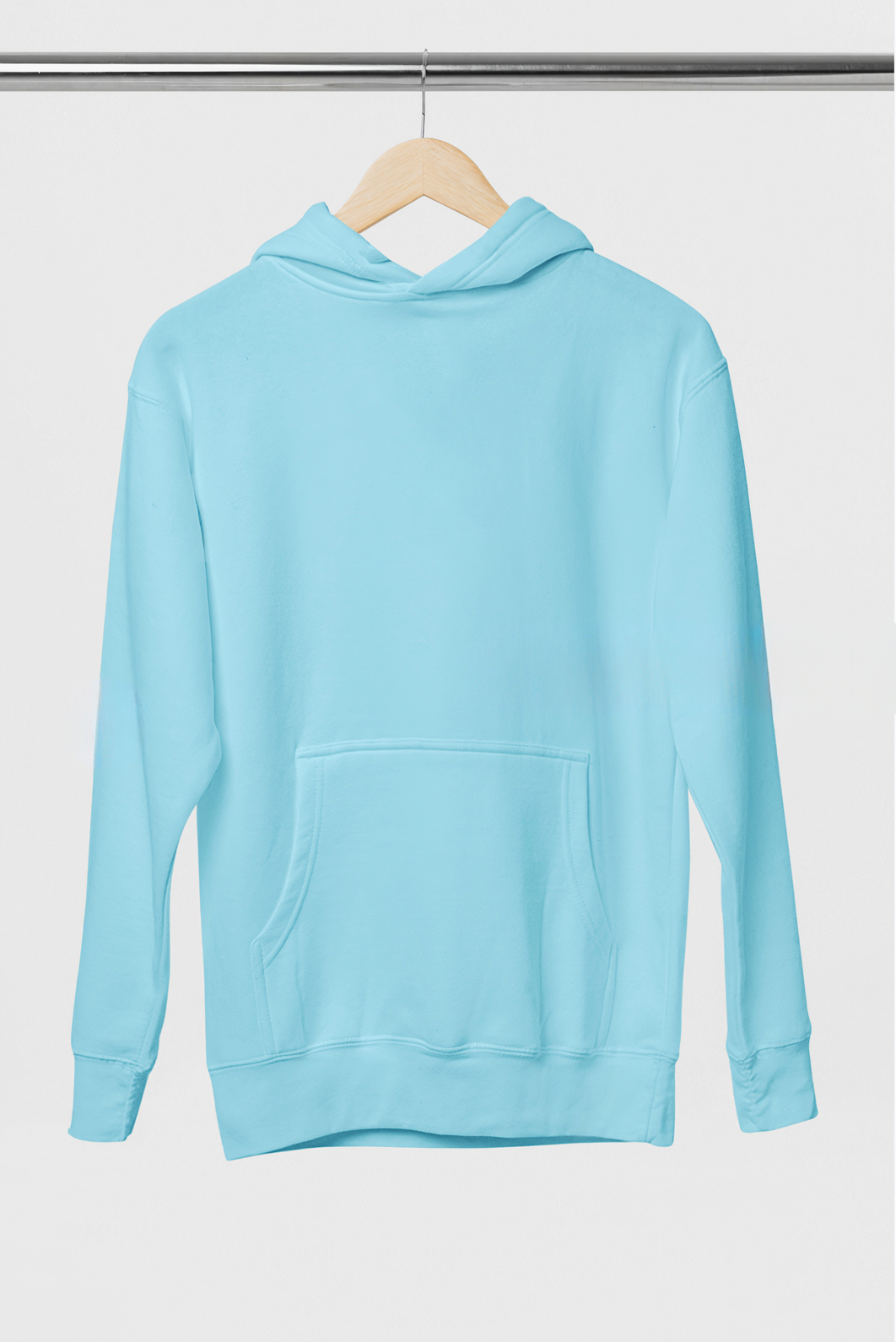 Açık Mavi Basic Regular Fit Hoodie – Unisex, Premium 3 İplik Şardonlu Kapüşonlu Sweatshirt