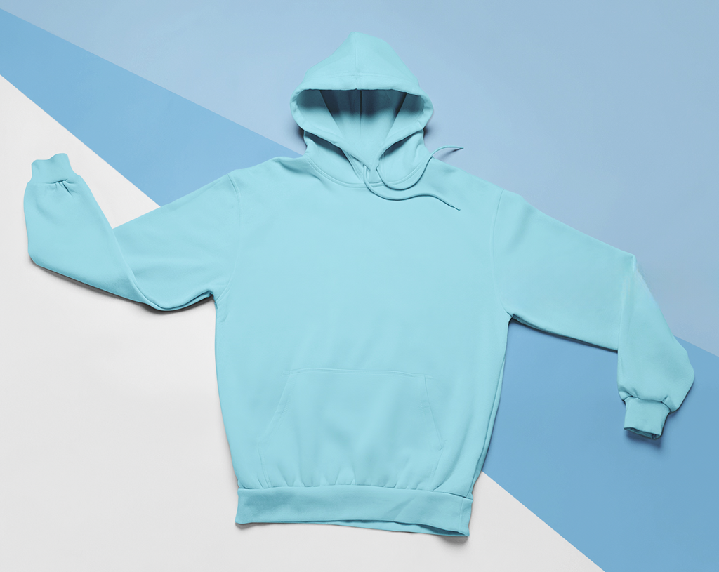 Açık Mavi Basic Regular Fit Hoodie – Unisex, Premium 3 İplik Şardonlu Kapüşonlu Sweatshirt