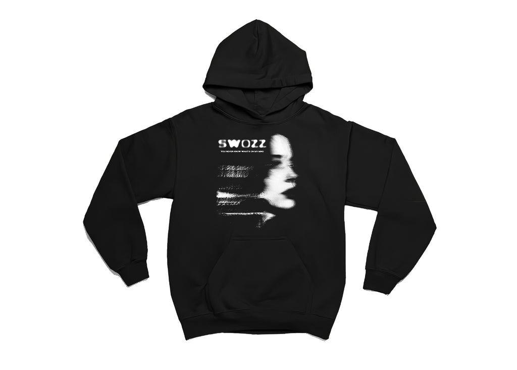 You Never Know What On My Mind Yazılı Kadın Oversize Hoodie Kapşonlu Sweatshirt Kalın Kumaş