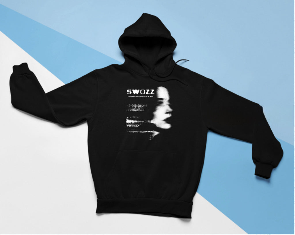 You Never Know What On My Mind Yazılı Kadın Oversize Hoodie Kapşonlu Sweatshirt Kalın Kumaş