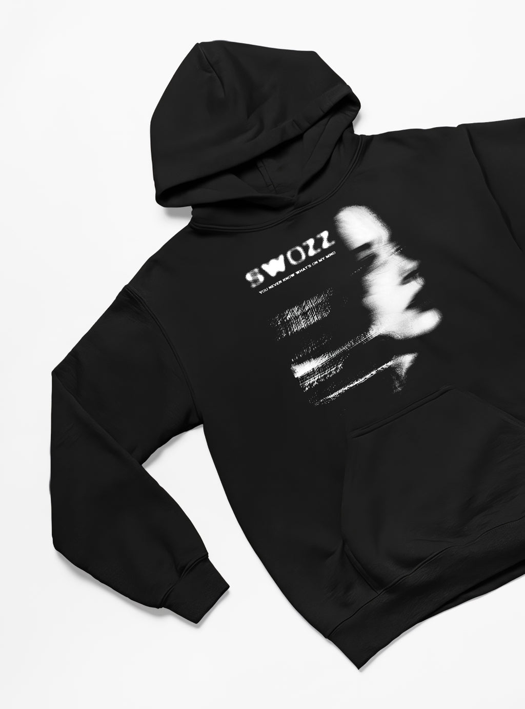 You Never Know What On My Mind Yazılı Kadın Oversize Hoodie Kapşonlu Sweatshirt Kalın Kumaş