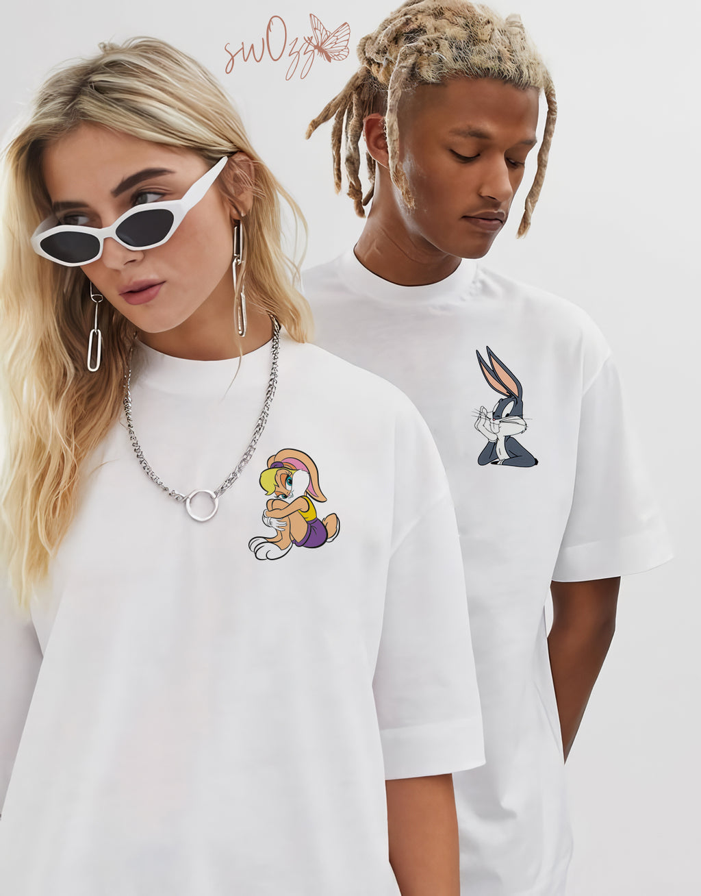 Bugs Buny & Lola Buny Baskılı Sevgili Kombini Çift Tshirt 2 Adet