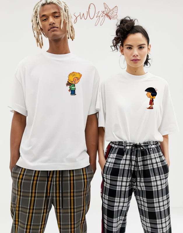 Cedric Ve Chen Baskılı Sevgili Tişört Kombini Çift Tshirt 2 Adet