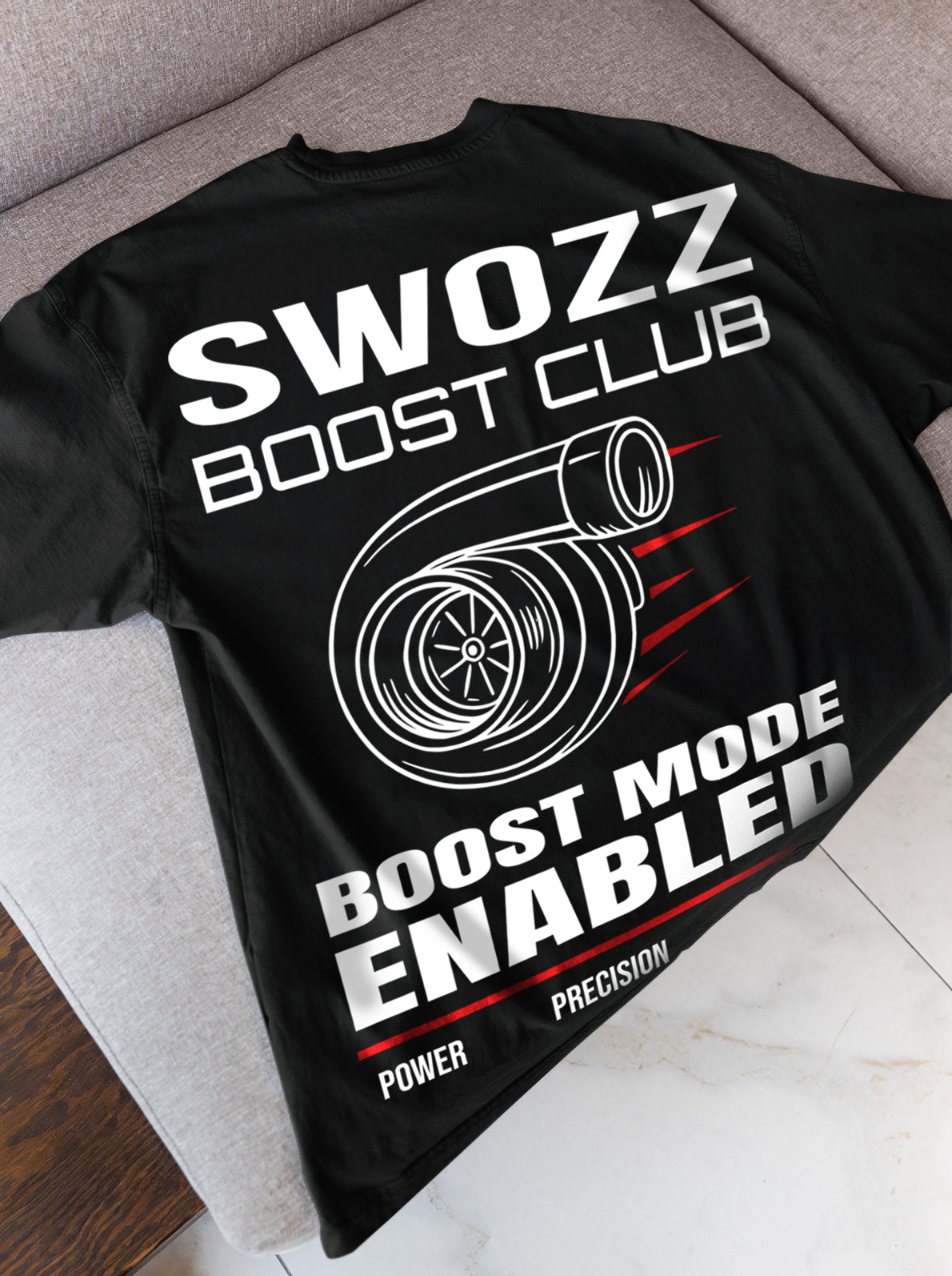 Boost Club Turbo Tasarımı - Siyah Regular Fit Erkek Tişört  | SWOZZ SPEED & SPIRIT KOLEKSİYONU