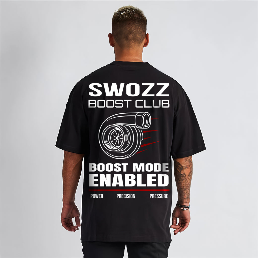 Boost Club Turbo Tasarımı - Siyah Regular Fit Erkek Tişört  | SWOZZ SPEED & SPIRIT KOLEKSİYONU