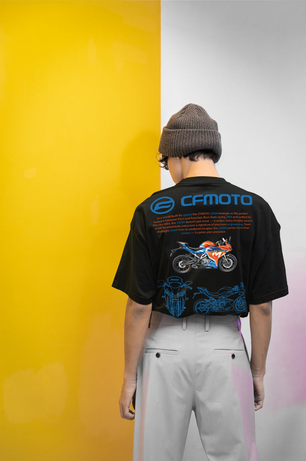 CFMoto 250SR Tasarımlı Siyah Regular Unisex Tişört Ride Bold Motosiklet Temalı Model