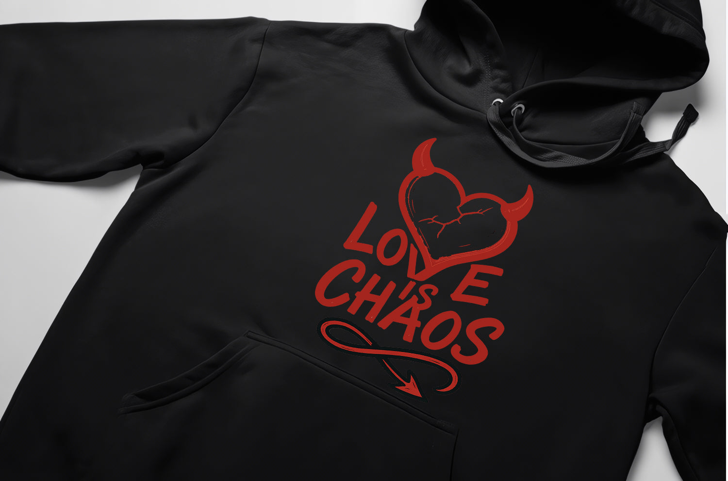 Love is Chaos Hoodie – Limited Edition, Unisex Oversize Kapüşonlu Sweatshirt, 3 İplik Şardonlu
