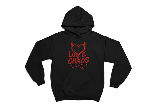 Love is Chaos Hoodie – Limited Edition, Unisex Oversize Kapüşonlu Sweatshirt, 3 İplik Şardonlu
