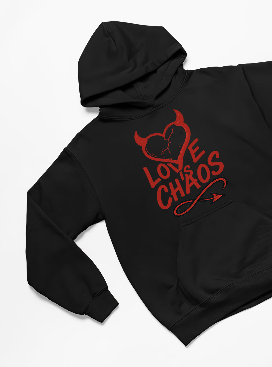 Love is Chaos Hoodie – Limited Edition, Unisex Oversize Kapüşonlu Sweatshirt, 3 İplik Şardonlu