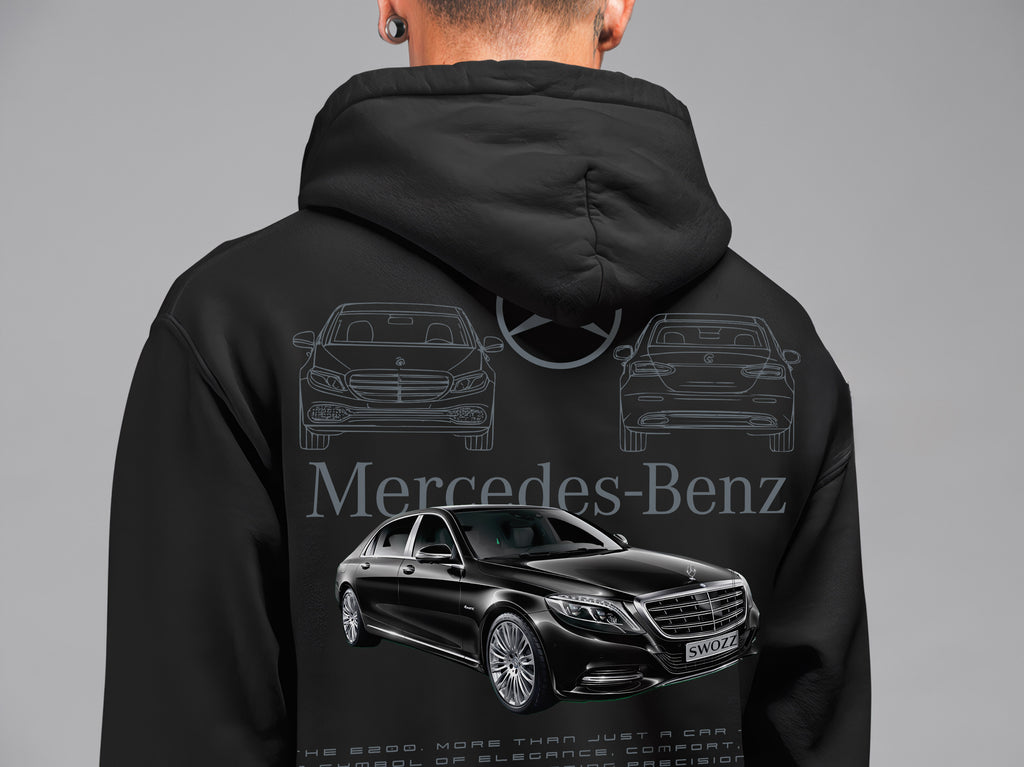 Mercedes-Benz E200 Hoodie – Limited Edition, Unisex Oversize Kapüşonlu Sweatshirt, Kanguru Cepli, 3 İplik Şardonlu
