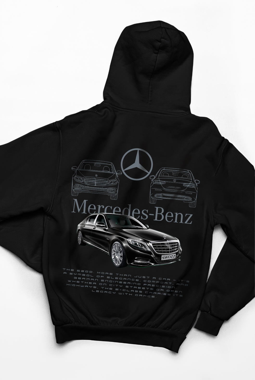 Mercedes-Benz E200 Hoodie – Limited Edition, Unisex Oversize Kapüşonlu Sweatshirt, Kanguru Cepli, 3 İplik Şardonlu