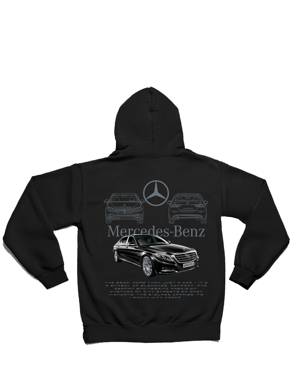 Mercedes-Benz E200 Hoodie – Limited Edition, Unisex Oversize Kapüşonlu Sweatshirt, Kanguru Cepli, 3 İplik Şardonlu