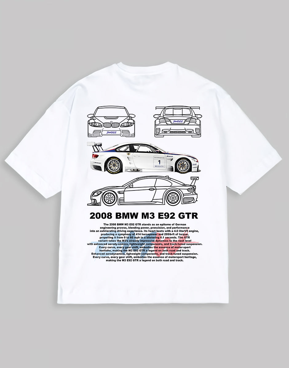 BMW E92 M3 Özel Tasarım Ön ve Sırt Baskılı Regular Unisex Tişört