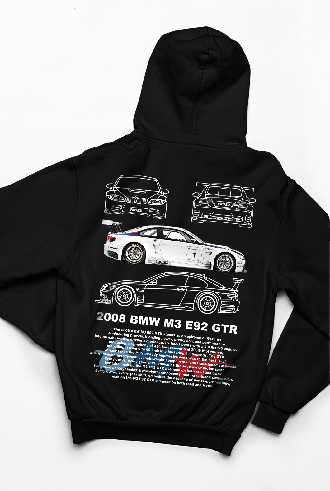 BMW E92 M3 baskılı Unisex Oversize Sweatshirt 3 iplik kalın kışlık Özel Tasarım Hoodie