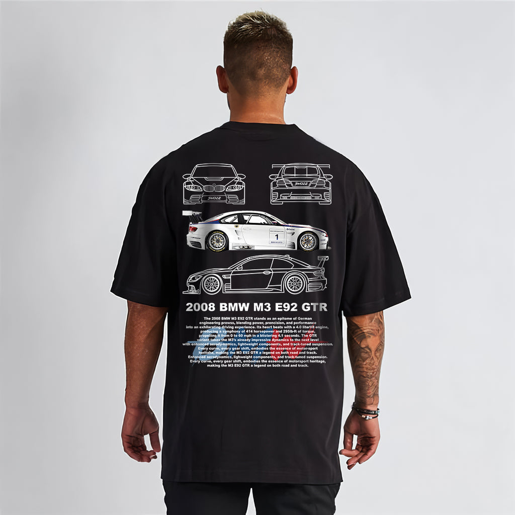 BMW E92 M3 Özel Tasarım Ön ve Sırt Baskılı Regular Unisex Tişört