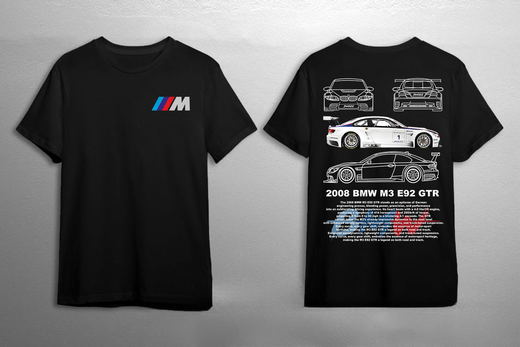 BMW E92 M3 Özel Tasarım Ön ve Sırt Baskılı Regular Unisex Tişört