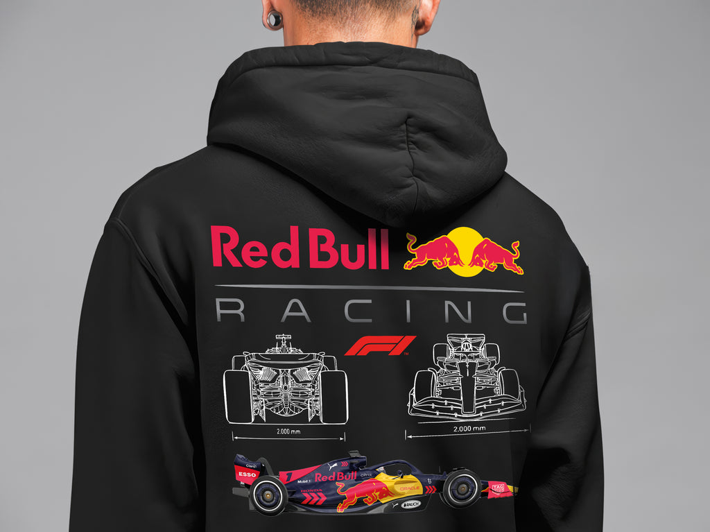 F1 Redbull Team ön ve sırt baskılı Siyah 3 Ip Kalın Kumaş Unisex Sweatshirt Hoodie
