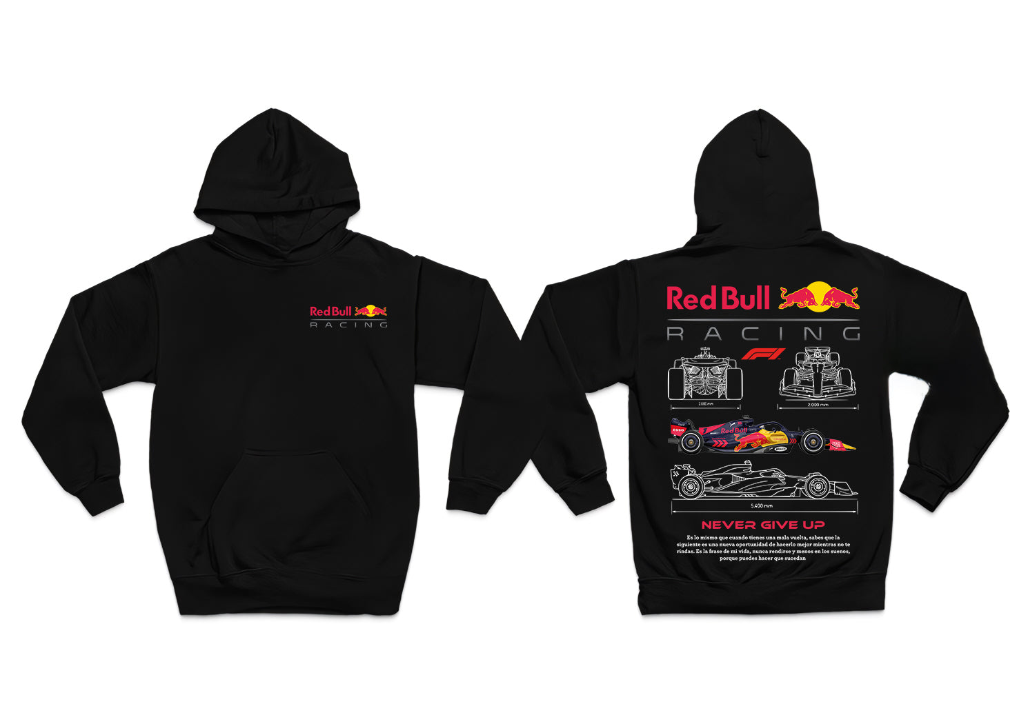 F1 Redbull Team ön ve sırt baskılı Siyah 3 Ip Kalın Kumaş Unisex Sweatshirt Hoodie