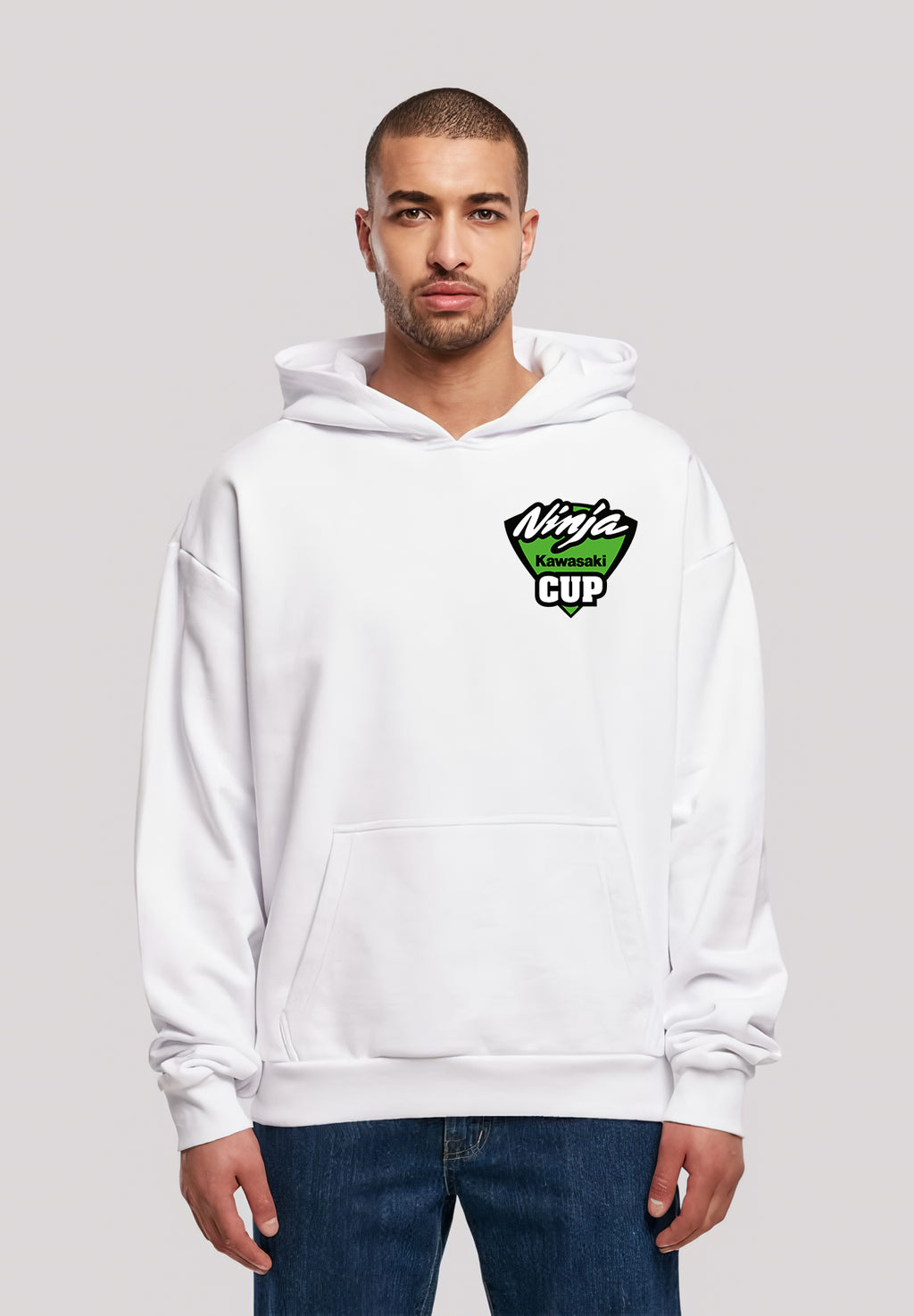 Kawasaki Ön Ve Sırt Baskılı Siyah 3 Ip Kalın Kumaş Unisex Sweatshirt Hoodie