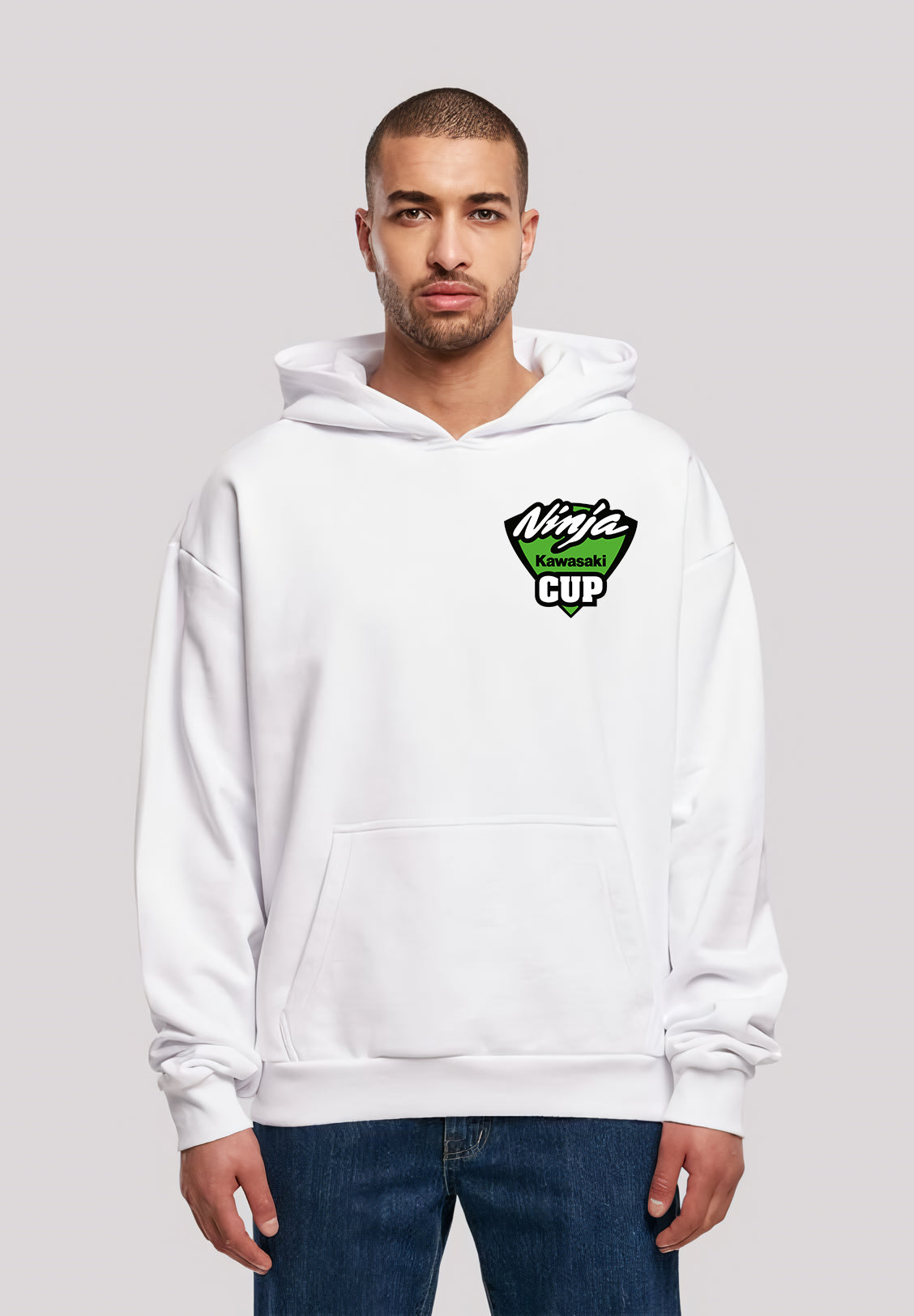 Kawasaki Ön Ve Sırt Baskılı Siyah 3 Ip Kalın Kumaş Unisex Sweatshirt Hoodie