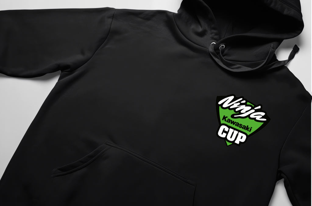 Kawasaki Ön Ve Sırt Baskılı Siyah 3 Ip Kalın Kumaş Unisex Sweatshirt Hoodie